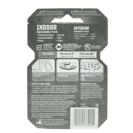 Back of a packaging for adhesive tape with text and graphics on a white background