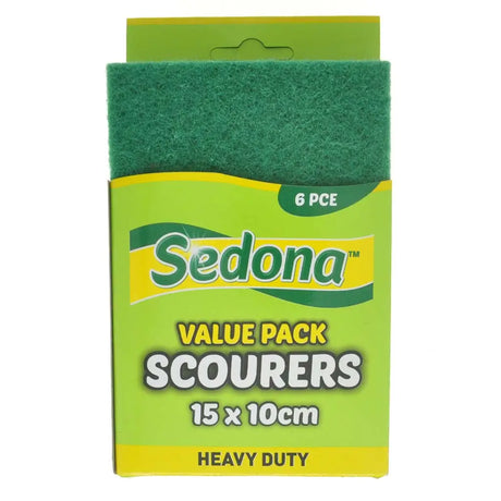 Pack of Sedona scourers with green sponges on a white background