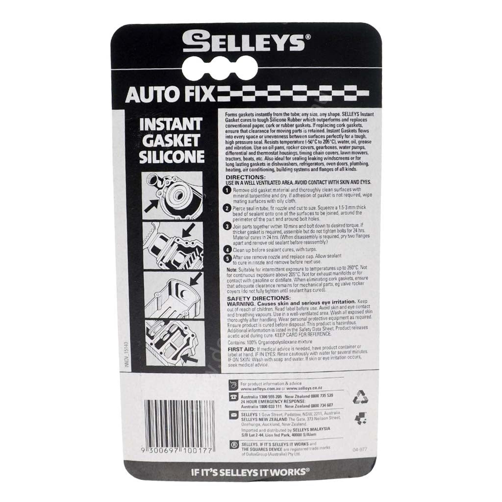 Selleys Auto Fix Instant Gasket RTV +205°C 75g Black