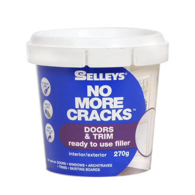 Selleys No More Cracks doors and trim filler container on a white background
