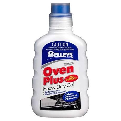 Bottle of Selleys Oven Plus Heavy Duty Gel on a white background