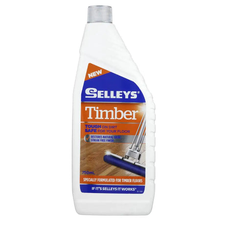 Bottle of Selleys Timber floor cleaner on a white background
