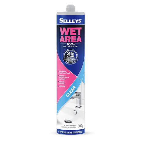Selleys Wet Area silicone sealant bottle on a white background