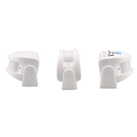 White electronic device with digital display on a gray background