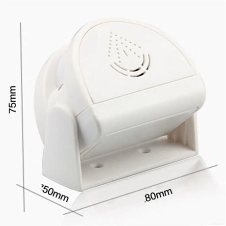 White electronic device with dimensions indicated on a white background