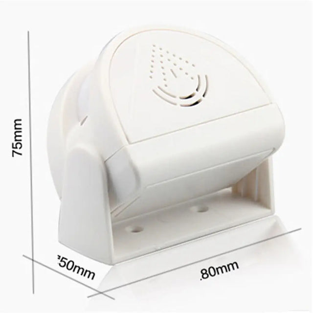 White electronic device with dimensions indicated on a white background