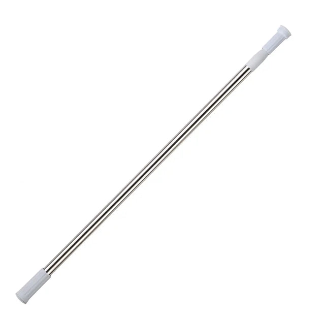 Curtain rod with white ends on a white background