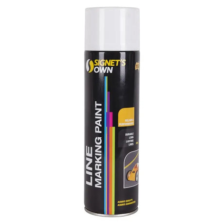 Can of Signet's Own line marking paint on a white background