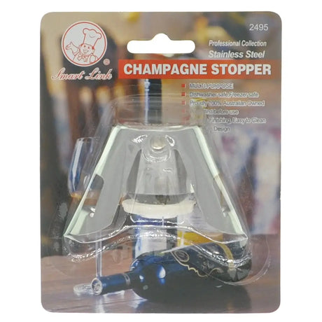 Champagne stopper in packaging with brand logo