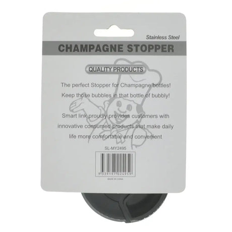 Champagne stopper with packaging label on a white background