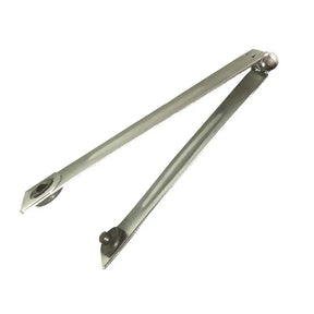 Pair of metal tongs on a white background