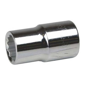 Chrome metal socket tool on a white background