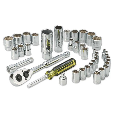 Set of socket wrenches and tools on a white background