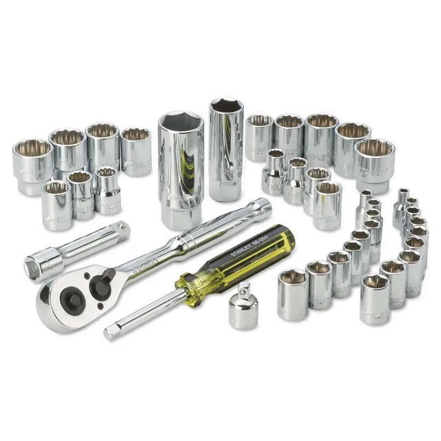 Set of socket wrenches and tools on a white background
