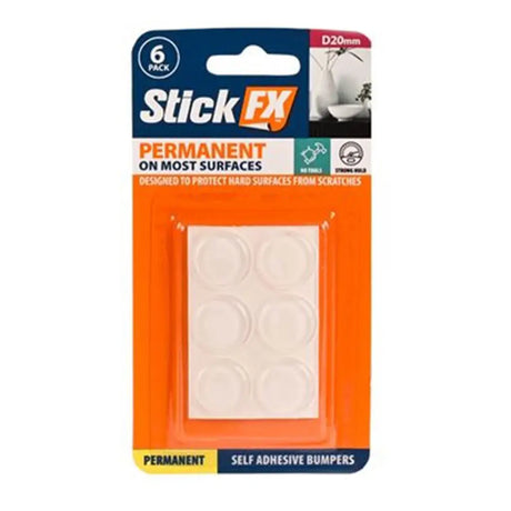 Pack of Stick EX self-adhesive bumper pads with packaging on a white background