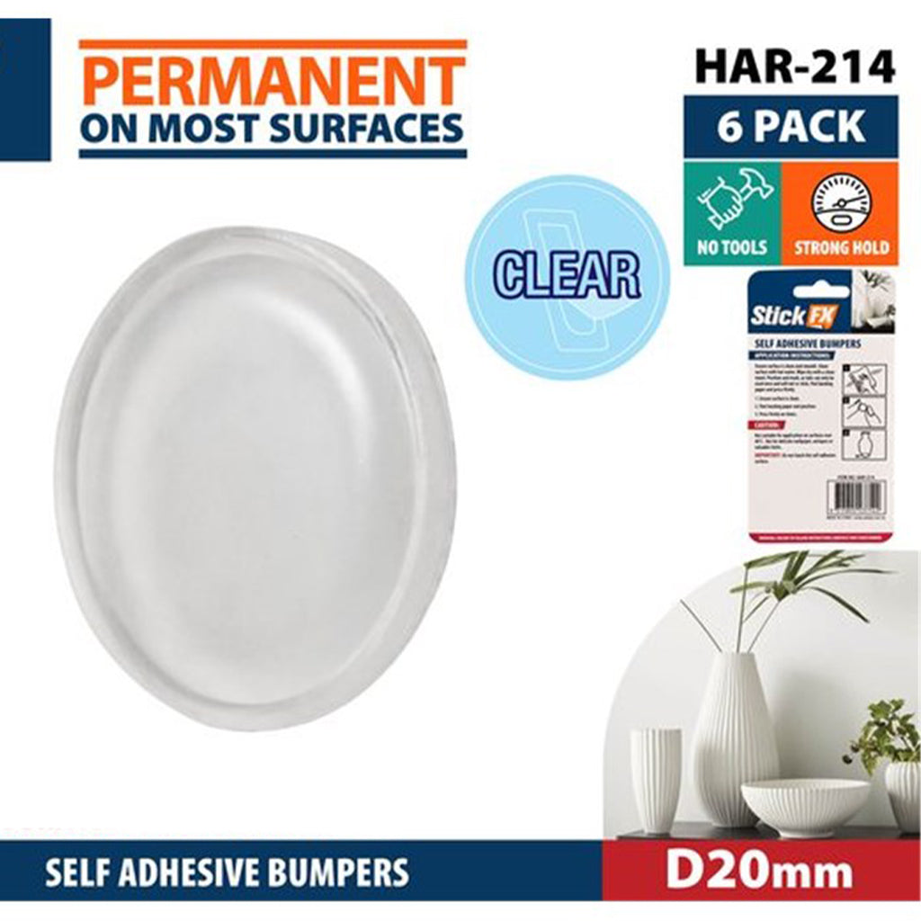 StickFX Self-Adhesive Clear Bumpers 20mm 6Pcs HAR-214