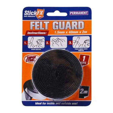 Packaged Stick FX felt guard with instructions on a white background