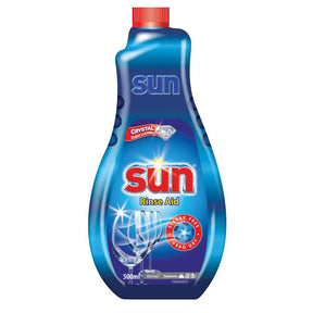 Sun rinse aid bottle on a white background