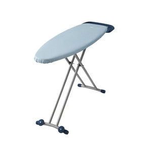 Ironing board with a blue cover on a white background