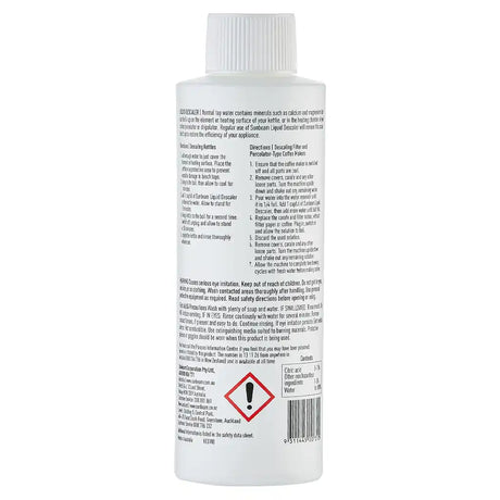 White bottle with text and a warning label on a white background