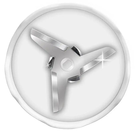 Metallic kitchen blade on a white background