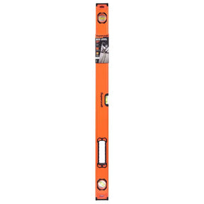 Orange level tool with a white background