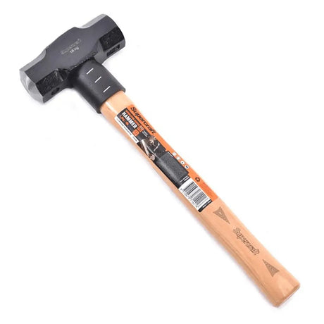 Sledgehammer with wooden handle on a white background