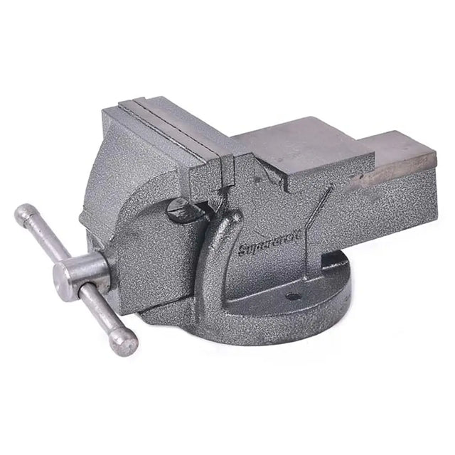 Metal bench vice on a white background