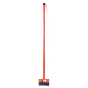 Orange broom with a black handle on a white background