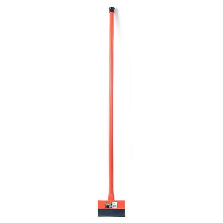 Orange broom with a black handle on a white background