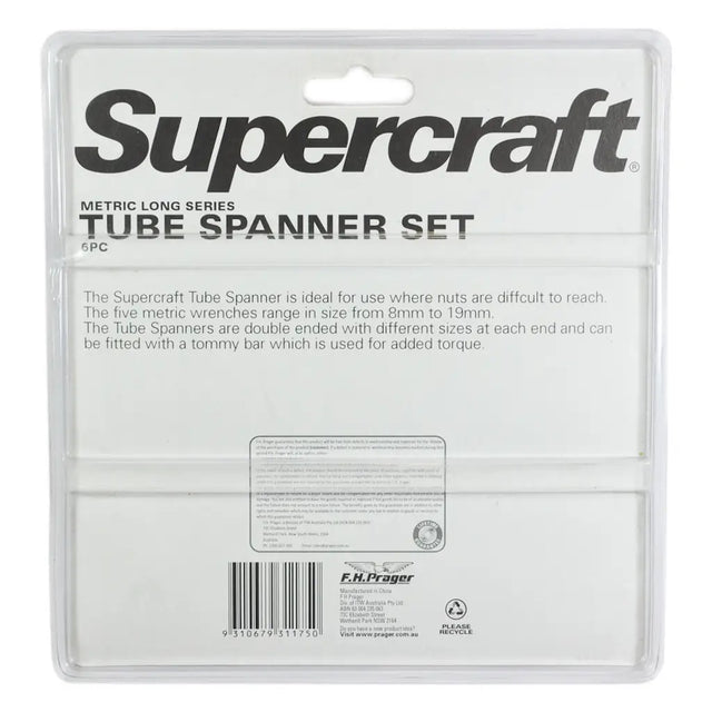 Supercraft tube spanner set packaging on a white background