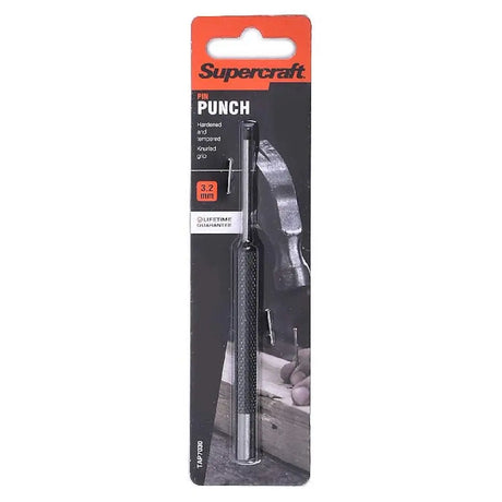 Supercraft pin punch with packaging on a white background