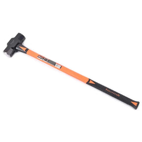 Sledgehammer with black and orange handle on a white background