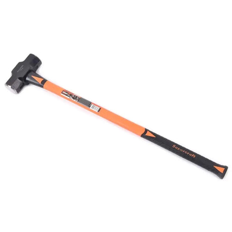 Sledgehammer with black and orange handle on a white background