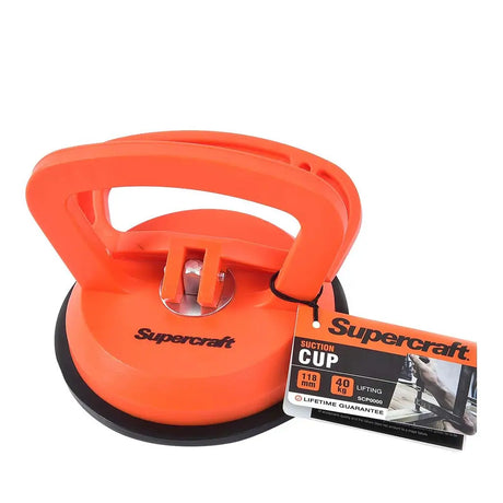 Orange suction cup tool with Supercraft branding on a white background