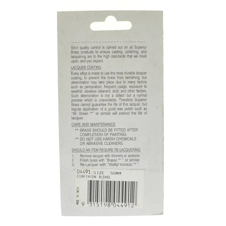 Back of a product packaging with text and a barcode on a white background