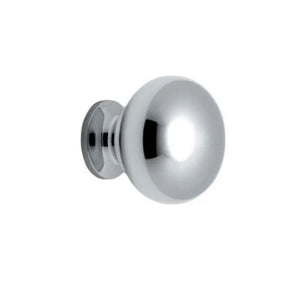 Chrome door knob on a white background