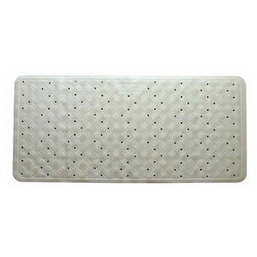 Rectangular bath mat with textured surface on a white background