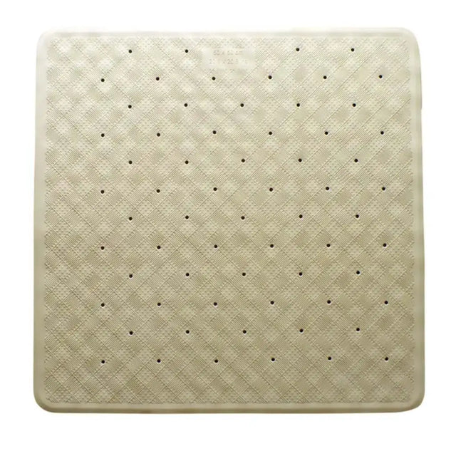 Beige quilted mattress cover with a diamond pattern on a white background