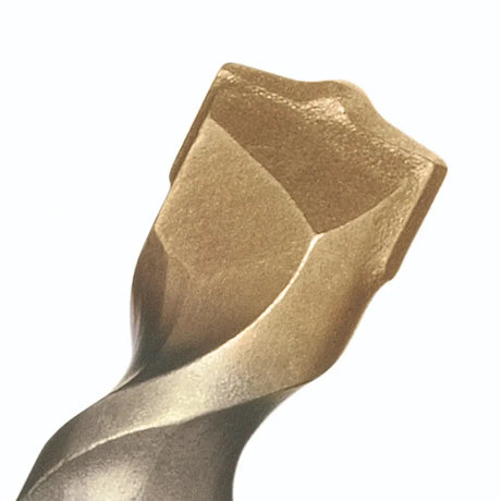 A close-up of a metallic drill bit head with a fluted shank, shown against a plain white background.