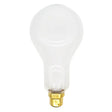 Clear light bulb with gold base on a white background