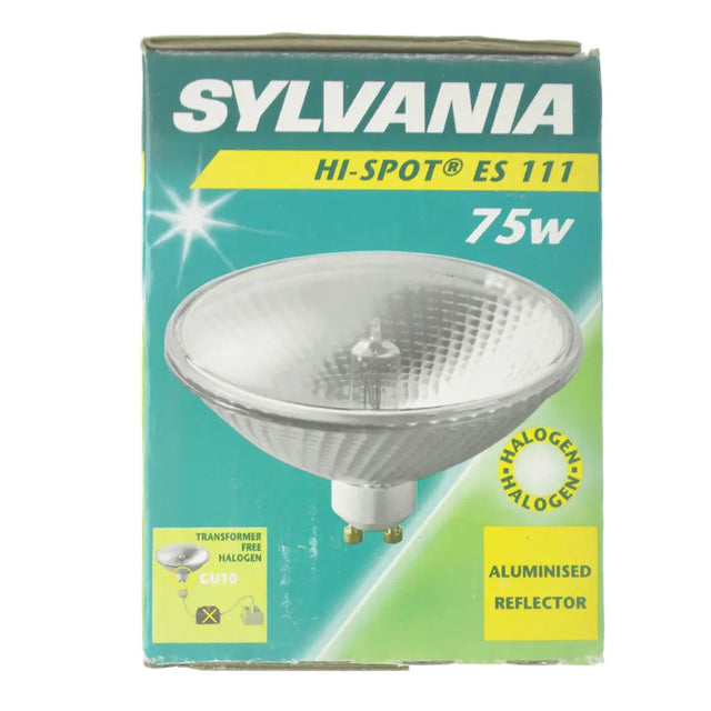 Sylvania Hi-Spot ES 111 light bulb packaging on a white background