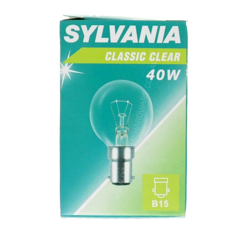 Sylvania Fancy Round Incandescent Light Bulb B15 240V 40W Clear 603925C