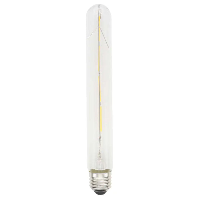 Clear cylindrical light bulb on a white background