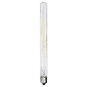 Clear cylindrical light bulb on a white background