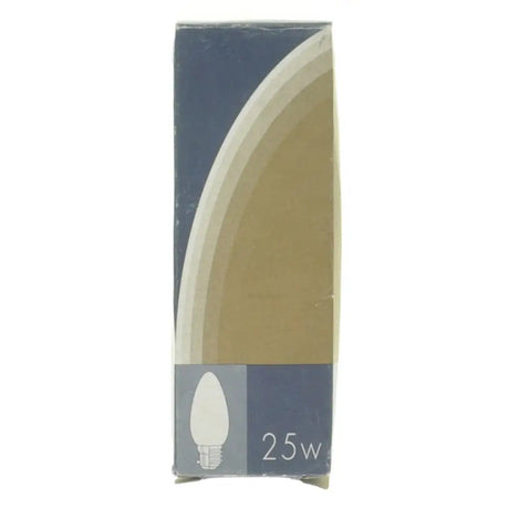 Packaged light bulb with a blue label and '25w' text on a white background