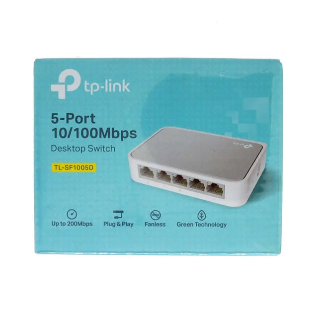 TP-Link 5-port switch packaging on a white background