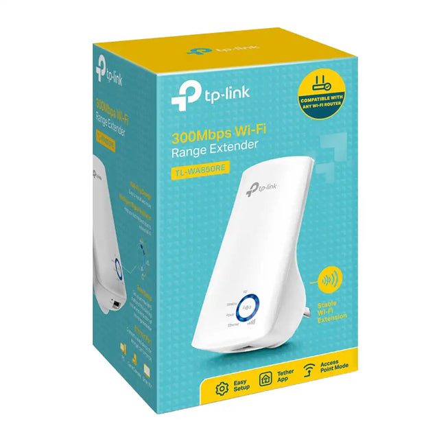 TP-Link Wi-Fi range extender packaging on a white background
