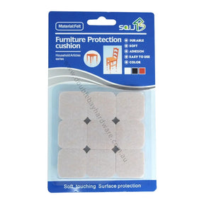 Packaged furniture protection cushion with Material Felt branding on a white background