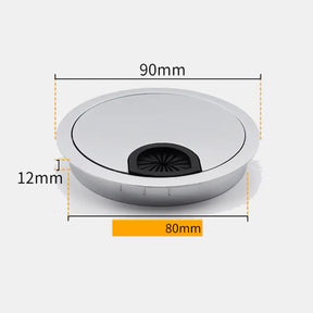 Round metallic object with dimensions labeled on a white background